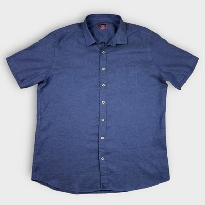 UNTUCKit Cameron Navy Linen Short Sleeve Button Up Shirt XXL Tall Slim - Image 1 of 4