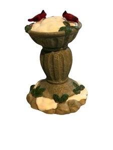 Vintage Pfaltzgraff Salt Shaker With Red Cardinals On Birdbath In Winter Snow - Foto 1 di 6