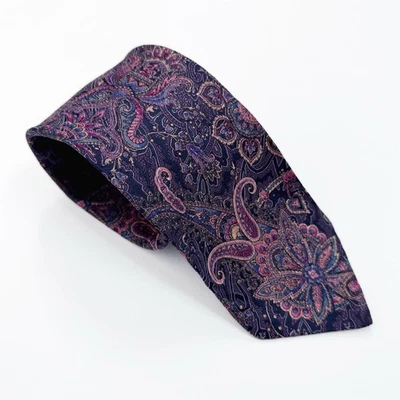 Corbata Robert Talbott siete pliegues púrpura cachemira 100 % seda 11?/40 cosida a mano de lujo Foto 1 de 4