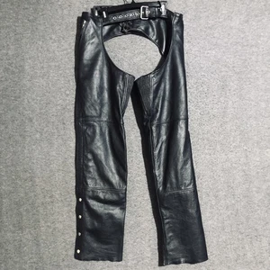 FMC Leder Motorrad Chaps Medium W32"-38" schwarz Reißverschluss herausnehmbares Innenfutter vier Taschen - Bild 1 von 19
