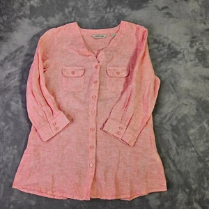 Orvis Womens Size XS 100% Linen Pink Button Up Tunic Top Pockets 3/4 Sleeves - Picture 1 of 6