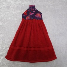 Jazberryz Red Hat Society on Red Kitchen Hanging Hand Towel Handmade Button 