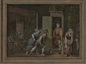 FRAGONARD FINE ART ACQUAFORTE COLORATA A MANO LA CACHETE DECOUVERTE, 1785 - Foto 1 di 9