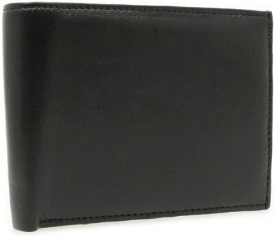 Portafoglio in Vera Pelle Uomo Nero con Portamonete Porta Carte e Ribaltina Zip - Immagine 1 di 4