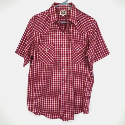 Camisa Ely Cattleman Para Hombres Grande Western Frontal a Presión Roja Amarilla Azul A Cuadros Corta Sl Foto 1 de 4