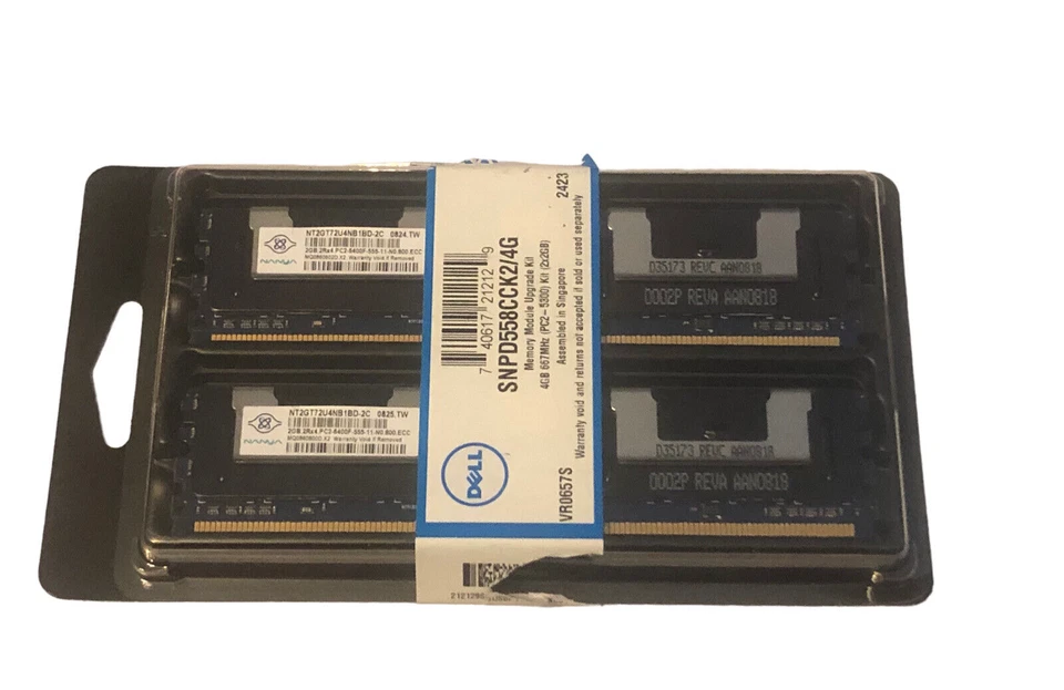 Nanya 4GB (2 x 2GB) NT2GT72U4NB1BD-2C 2Rx4 PC2-6400F DDR2 ECC Server RAM Memory - Image 1 of 2