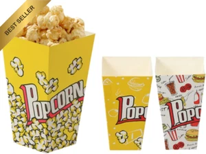 100Pcs Retro Style Cardboard Popcorn Boxes Movie Night Party Supplies - Picture 1 of 12