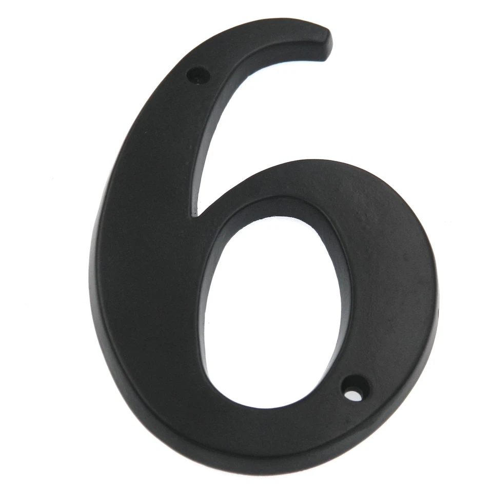 Números de dirección de casa a ras de metal negro cursiva grande de 5" Gatehouse Foto 1 de 1