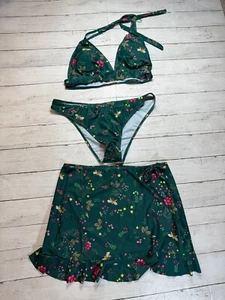 Unbranded Women's V Neck Floral Printed High Waist Three Piece Swimsuit Size: XL - Picture 1 of 7