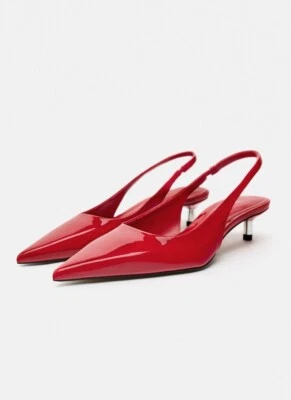 ZARA NUEVO MUJER ROJO HONDA GATITO TACONES ZAPATOS TALLA 6.5(37) Foto 1 de 4