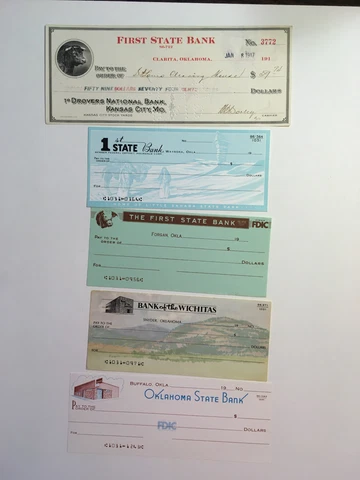 ( 5 ITEMS ) OKLAHOMA  BANK DRAFT CHECKS RECEIPT Cover