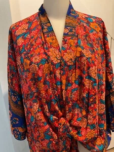 Paparazzi Damen L-XL vorne offen Wickel Top hell geblümt bunt - Bild 1 von 6