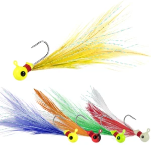 10Pcs Marabou Hand-Tied Perch Jigs Feather 1.75g 2.5g 3.5g 5g Bucktail Jighead - Picture 1 of 12