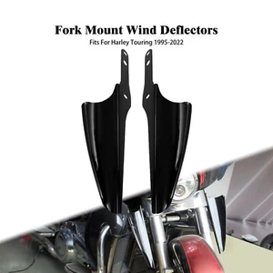 Black Front Fork Mount Wind Deflectors For Harley Street Electra Glide 1995-2023 - Picture 1 of 14