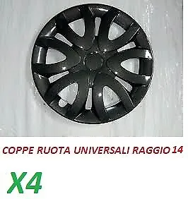 Kit Serie 4 Coppe Copricerchi Copriruota  Ruota Universali Raggio 14 Nere • 29.50€