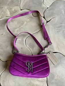 Steve Madden Samt Umhängetasche Handtasche Fuchsia Lila Rosa 2 Kettenriemen Auswahl - Bild 1 von 8