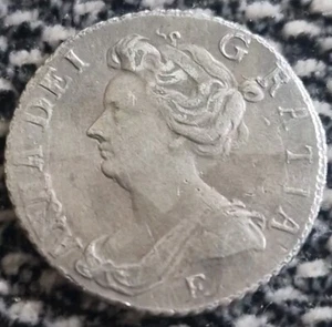 Anne 1707 E Sixpence Over Strike Error - Imagen 1 de 4