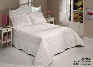 Bettdecke Papatya braun 3tlg  Tagesdecke Bettüberwurf Set 260x250 Neu - Bild 1 von 1