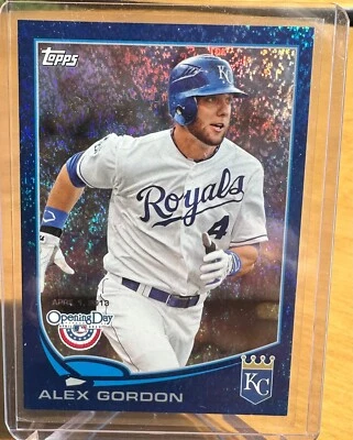 2013 Topps Opening Day Alex Gordon Blue Shimmer Parallel Refractor #d /2013  - Image 1 of 2