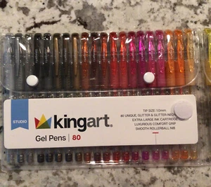 Kingart Gelstifte Spitze Größe 1,0 mm 80er Set Glitzer und Glitzer - Neonfarben Neu in Verpackung - Bild 1 von 5