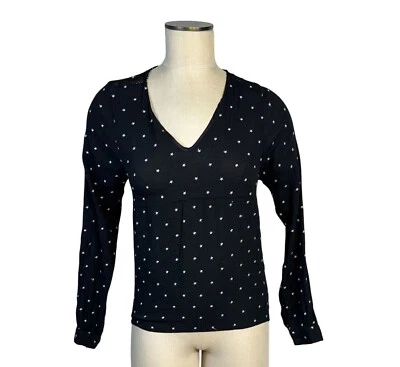 Maje Stars Knit Long Sleeve Top, Women's Size 1 or Small  Black  w/ Embroidery - Image 1 of 4