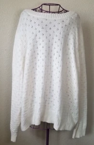 J. Crew Ivory Alpaca Wool Pointelle Crewneck Sweater Size 3XL - Picture 1 of 7