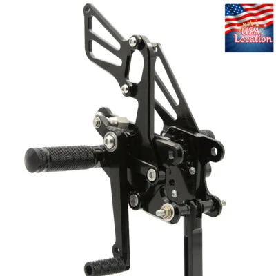 Juego de estribos traseros CNC para Honda CBR1000RR 2008-2016 pedal GP ajuste negro Foto 1 de 4
