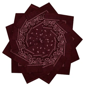 12 Pack 100% Cotton Paisley Bandana Head Wrap Burgendy - Picture 1 of 2