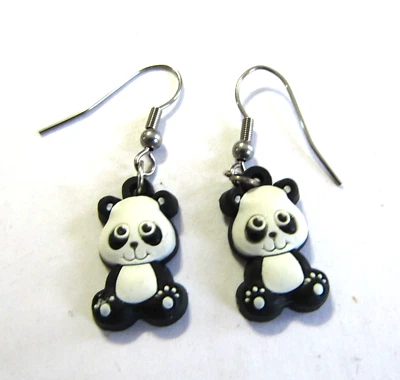 Panda Bear Dangle Earrings - Image 1 of 4