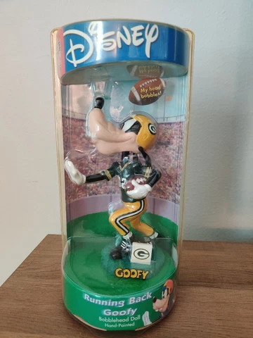 Disney Green Bay Packers Running Back Goofy NFL Bobblehead New In Package, Rare Cover