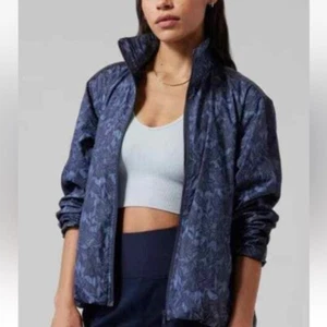 ATHLETA Sightseer Jacket Athletic Lace Navy Blue Womens Size M tall Windbreaker - Picture 1 of 7