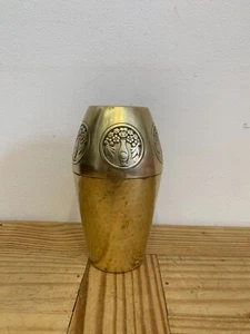 Vintage German WMF Art Nouveau Brass Hammered Bottom Repousse Pattern Vase - Picture 1 of 5