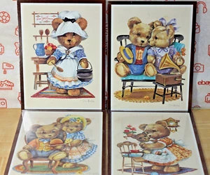 Vintage Soroka Decorative Bear Art Plaques by Don Ashley - Set of 4 - Picture 1 of 5