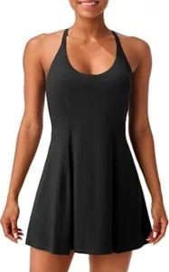 Womens Tennis Dress with Adjustable Straps & Built-in Bra & Shorts - Picture 1 of 2