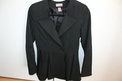 H & M HIGH FASHION BLACK BLAZER COAT JACKET HIGH FASHION VERY DETAILED SIZE 6 - Image 1 of 4