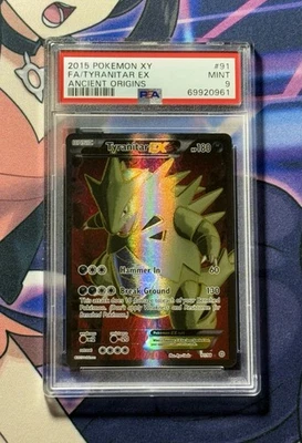 Pokemon Tyranitar EX 91/98 Full Art XY Ancient Origins Ultra Rare Holo PSA 9 - Image 1 of 4