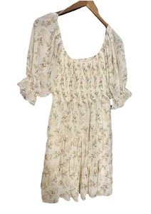 Flying Tomato Puffärmel Blumen Midi Rüschen Kleid M Boho Landhaus Kokette - Bild 1 von 8