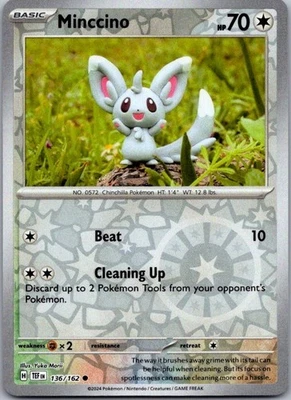 Minccino - 136/162 Reverse Holo Common SV05: Temporal Forces 136/162 Near Mint - Image 1 of 2