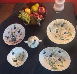 Vtg Blue Ridge Southern Potteries Hand Painted Rare Chicory 6 Piece Set EUC - Picture 1 of 19