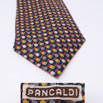 Corbata vintage Vitaliano Pancaldi para hombre 100 % seda estampado geométrico multicolor 3,25" W Foto 1 de 4