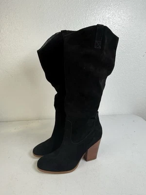 Crown Vintage Tall Black Slouchy Suede Women's Dress Boots Size 11 — 第 1/4 张图片
