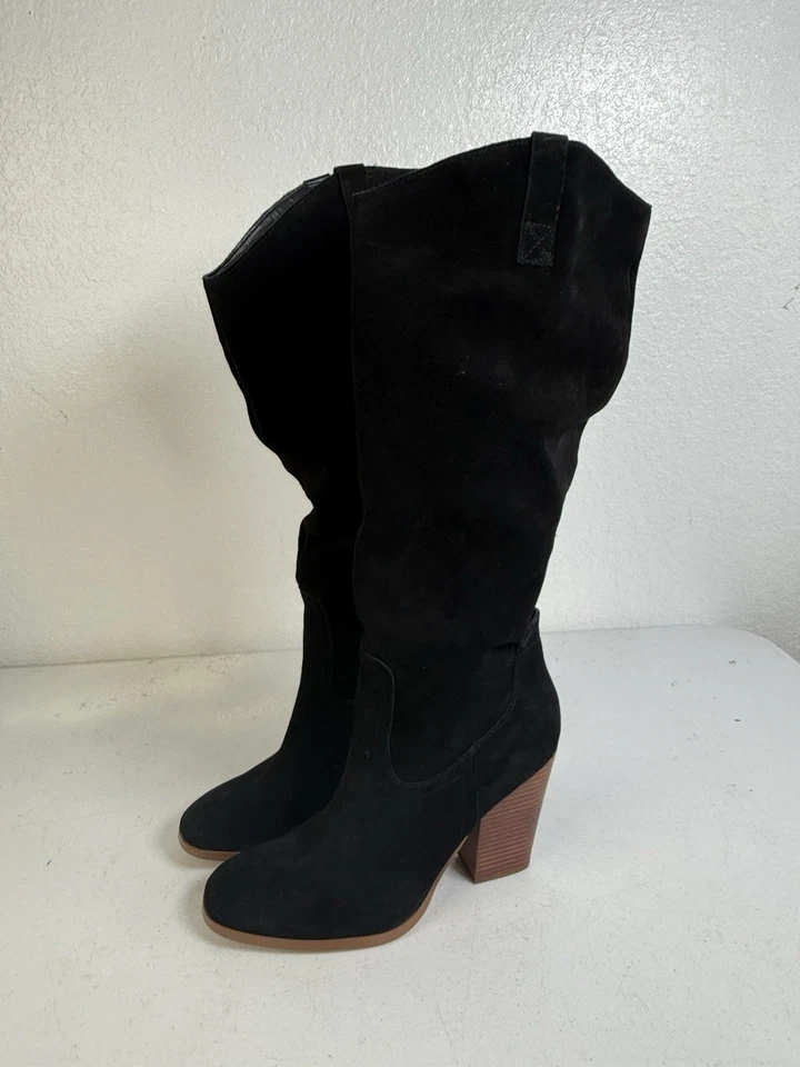 Crown Vintage Tall Black Slouchy Suede Women's Dress Boots Size 11 - Image 1 of 4