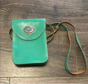 Borsa a tracolla vintage Y2K turchese stile western, qualche segno di usura - Foto 1 di 7