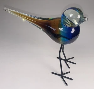Bird Murano Art Glass Vtg RARE Original Label Steel Legs 1990’s Italy 7.5” Tall - Picture 1 of 12
