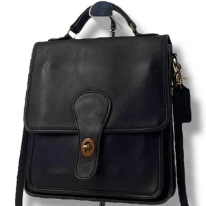 RARE Vintage Old Coach 116 Black Leather Shlouder Bag Top Handle - Picture 1 of 13
