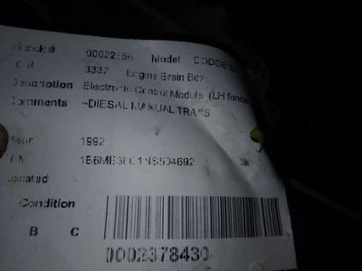 Engine ECM Electronic Control Module 6-360 5.9L Fits 92 DODGE 250 PICKUP 418581 - Image 1 of 4