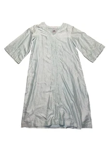 Chemise de nuit femme Sue Anu bleu clair 100% soie brodée florale taille unique - Photo 1/6