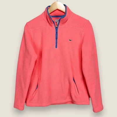 Pullover polar Vineyard Vines cuarto cremallera mujer pequeño coral rosa bolsillos con cremallera Foto 1 de 4