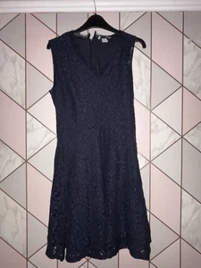 H&M Lace Navy Skater Dress Size S - Picture 1 of 3