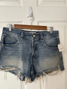 NEW! Free People Now or Never Light Blue Denim Short Distressed Size 27 - Picture 1 of 8